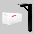 Ilyapa Modern White Mailbox with Angle Design, Waterproof Metal Curbside Box & Black Heavy-Duty Post Kit – Secure Magnetic Close, Easy Universal Installation
