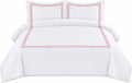 BedDecor Luxury 400-TC Egyptian Cotton 5PC Embroidered Duvet Cover Set with Beautiful 2-Stripe Embroidery(Brick Red, Full/Queen)