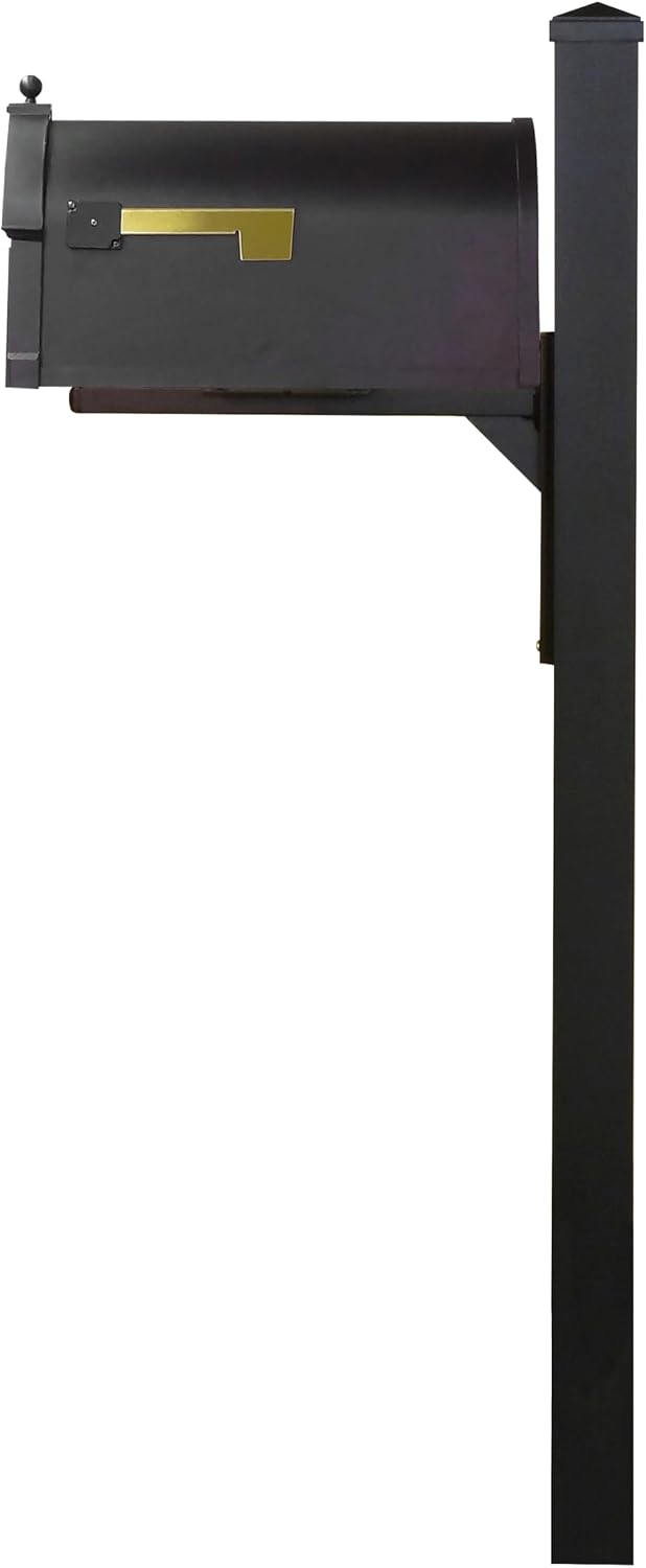 Special Lite Berkshire Curbside Mailbox with Wellington Post - Black Aluminum Mailbox with Post - SCB1015_SPK720-BLK