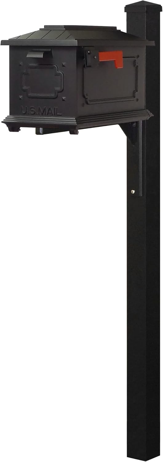 Special Lite Kingston Curbside Mailbox with Wellington Post - Black Aluminum Mailbox with Post - SCK1017_SPK720-BLK