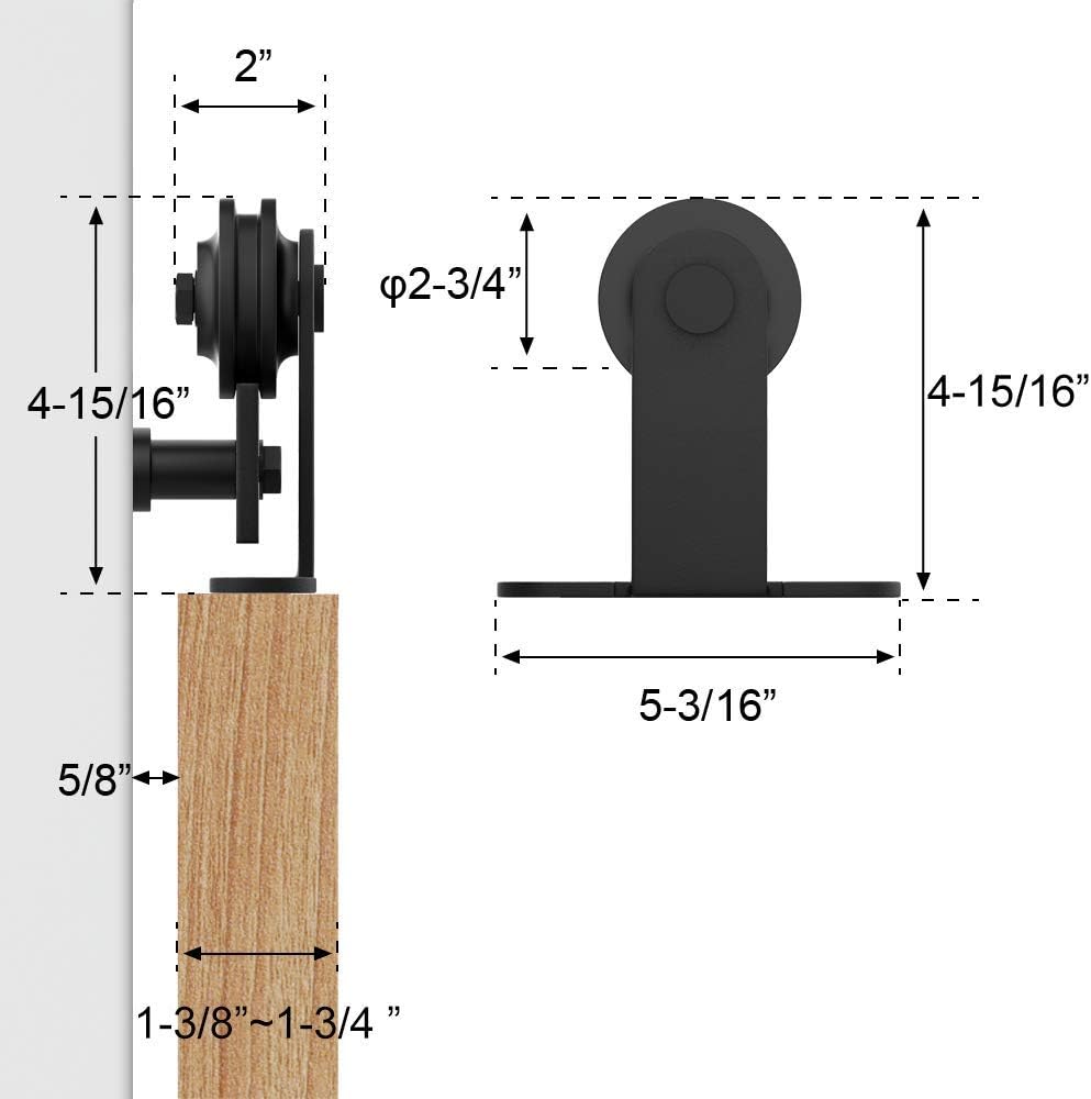 WINSOON 15FT WinSoon Antique Top Mount Double Sliding Barn Wood Door Hardware Cabinet Kit Black