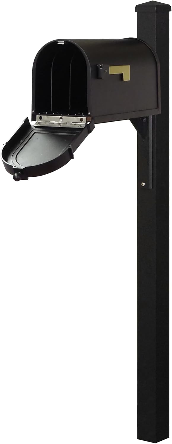 Special Lite Berkshire Curbside Mailbox with Wellington Post - Black Aluminum Mailbox with Post - SCB1015_SPK720-BLK