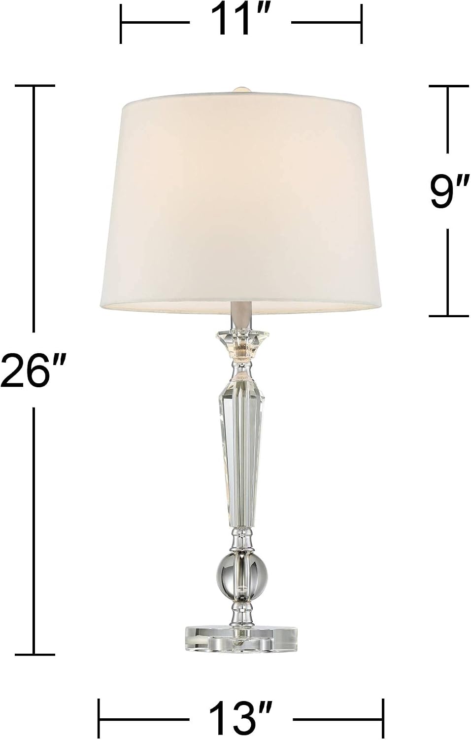 Vienna Full Spectrum Jolie 26' High Traditional Table Lamps Set of 2 with Smart Sockets Clear Crystal Living Room Bedroom Bedside Nightstand House Office Home Reading Kitchen Entryway Off-White