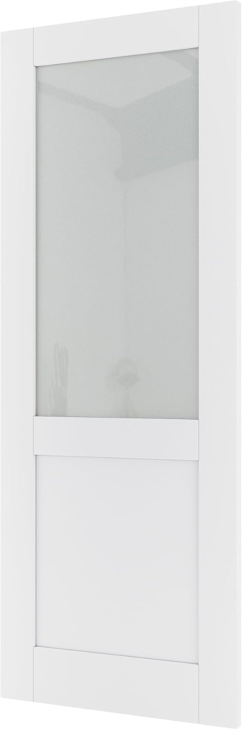 28 x 80 Interior Door Slab, Glass Door, Room Doors with Frosted Glass, Solid Core Prebuilt Panel, Paintable Sinlge French Pantry Doors, Privacy Protected