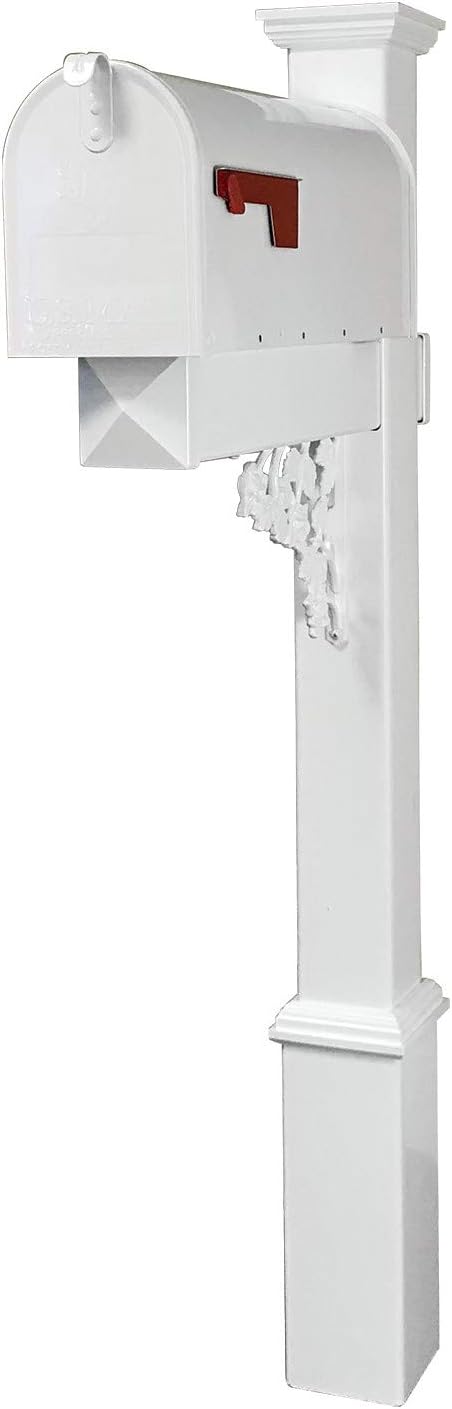 4Ever Products Nixon Vinyl/PVC Mailbox Post with Mailbox, Traditional Style, White