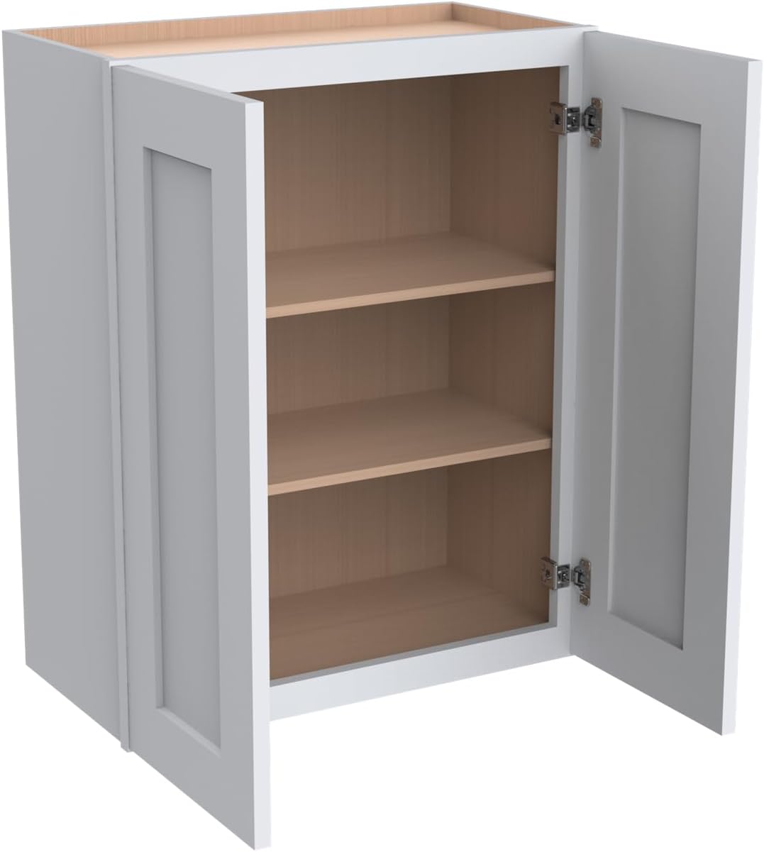 Solid Wood Wall-Mounted Medicine Cabinet, Kitchen Wall - Cabinet, Bathroom Cabinet Wall Mounted with Adjustable Shelves, 2 Doors Wall Calbinet (White, 24' W x 30' H x 12' D)