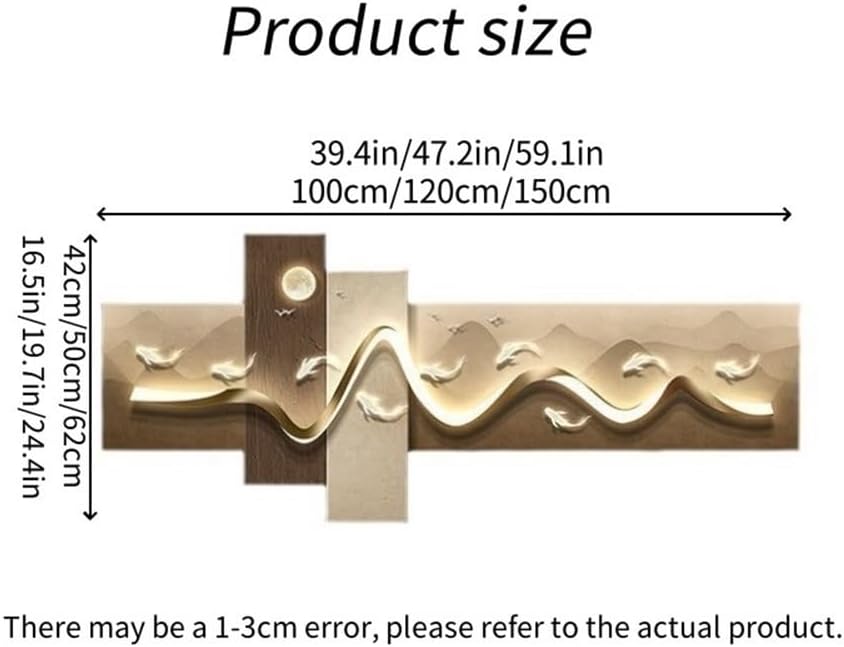 Sichabeixc Modern Wall Art Decor, Artwork for Walls with LED Lights, Plug-in Power Supply Wall Painting, Home Decoration for Living Room, Bedroom, Office(D,59.1 * 24.4IN)
