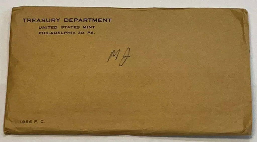 1956 United States Mint Proof Set, Original Treasury Department Sealed Envelope, Philadelphia Mint