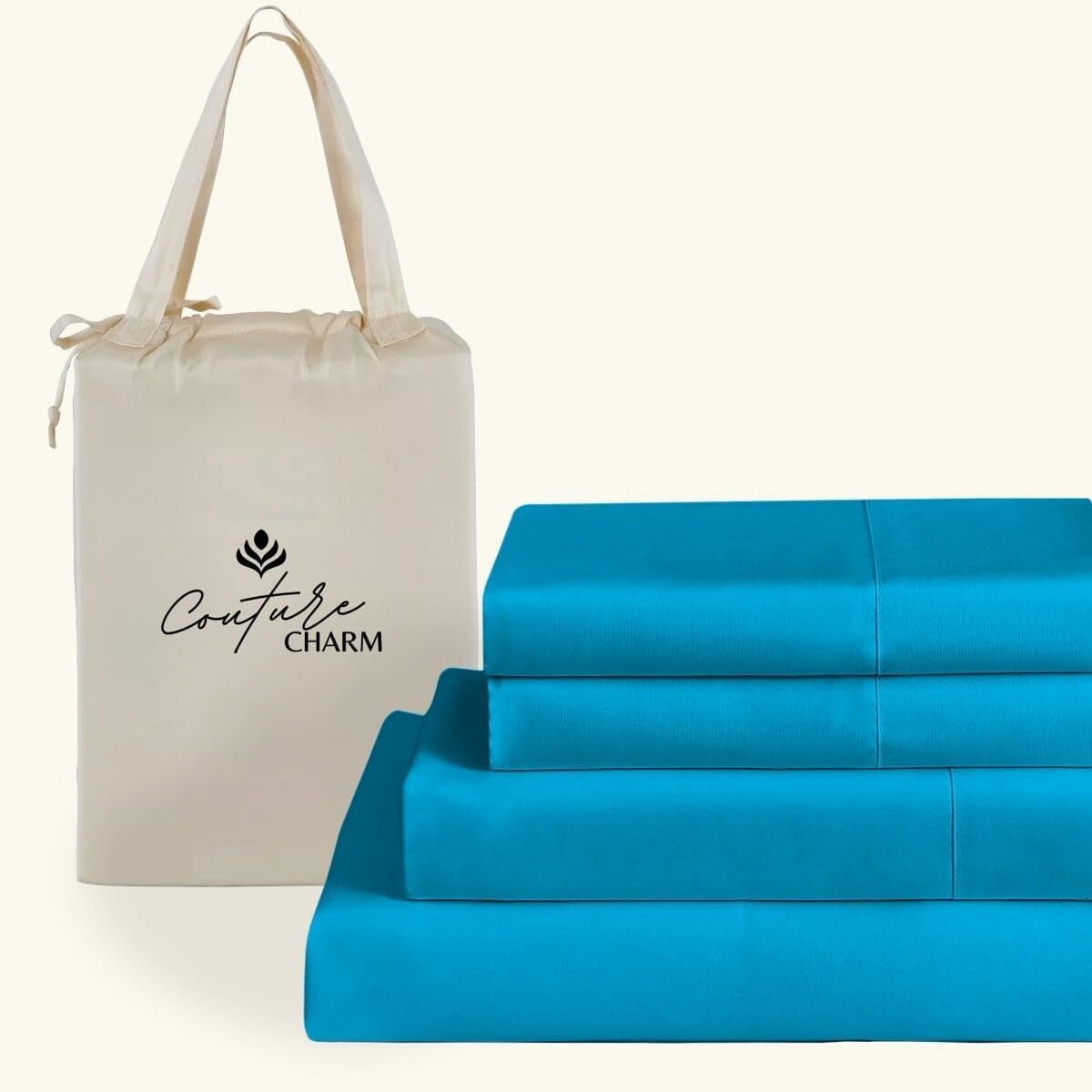 Queen Size 1000 Thread Count 100% Egyptian Cotton Sheet Set, 4-Piece, Sateen Weave, with 10-12' Deep Pocket Snug Fit (Solid, Turquoise)