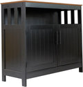 Flash Furniture Mayfield Buffet and Sideboard Cabinet, Double Door Storage Cabinet, Open Upper Storage Shelf, Waterproof Surface, 40' Wide, Black/Walnut