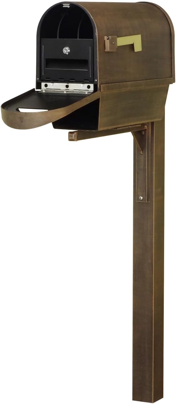 Products Classic Curbside Mailbox with Newspaper Tube, Locking Insert and Wellington Mailbox Post