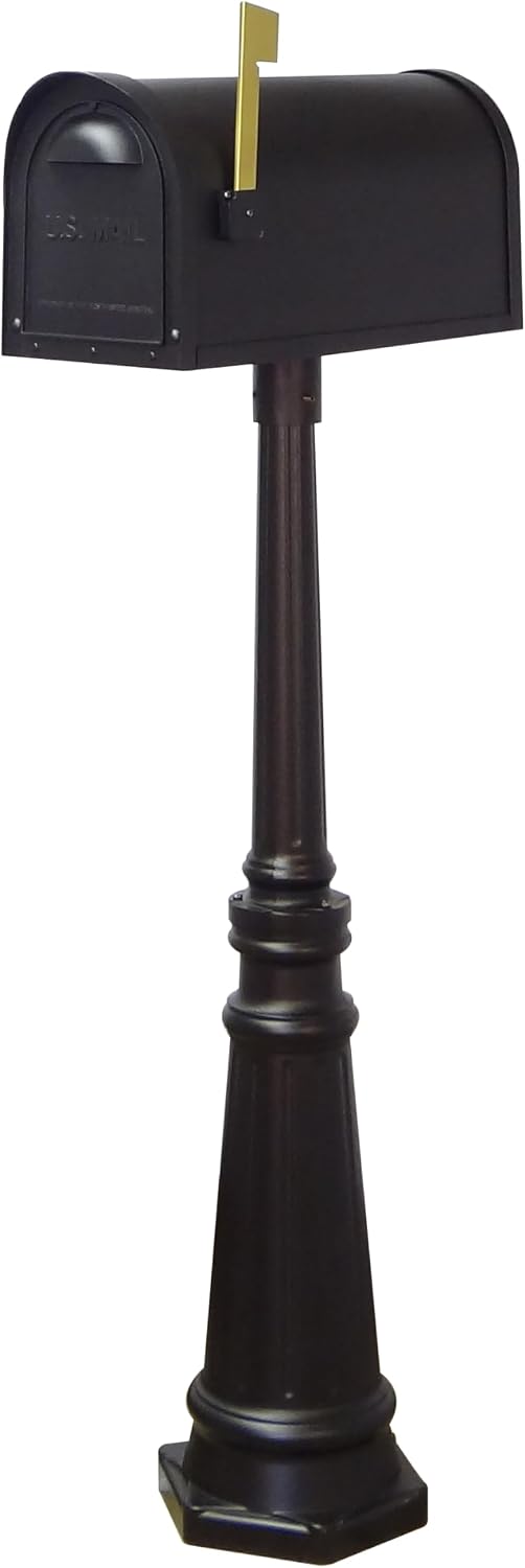 Special Lite Classic Curbside Mailbox with Tacoma Post - Black Aluminum Mailbox with Post - SCC-1008_SPK-591-BLK