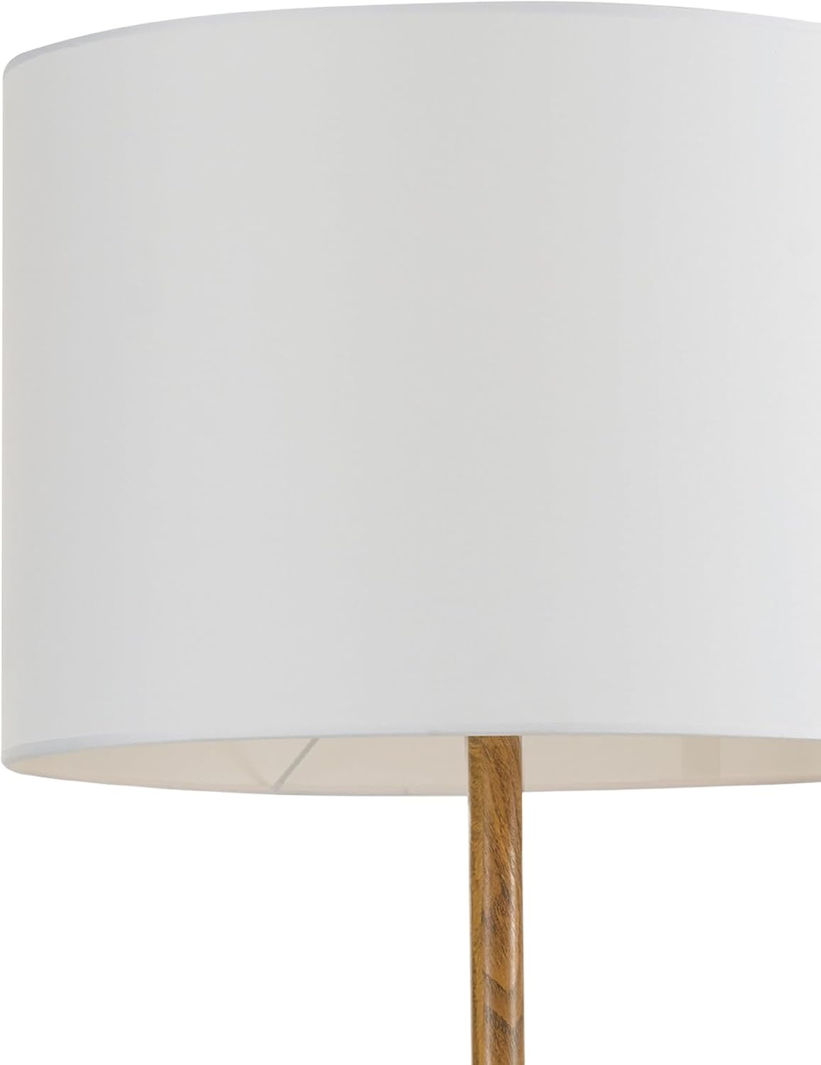 Globe Electric Novogratz x Globe Harrington 65' Floor Lamp, 2-Tone Faux Wood Base, White Fabric Shade, Socket Rotary Switch 67225