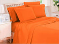 SHERA'S BEDDINGS 6- Piece Sheet Set Fits Mattress Upto 10-12 Inches Fully Elastic Deep Pocket Queen (60' X 80') Orange Solid 650 Thread Count 100% Egyptian Cotton