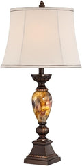 kathy ireland Mulholland Traditional Table Lamp 30' Tall Brown Gold Faux Marble Aged Bronze Off-White Fabric Oval Shade Decor for Bedroom Living Bedside Nightstand Home Office Kids Room