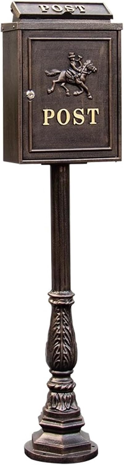 Mailboxes for Outside, Mailboxes for Outside with Post, Mailbox with Post, Metal Mailbox, Post Mount Mailbox, Cast Aluminum Mailbox, Locking Residential Mailboxes for Outside(Brown)