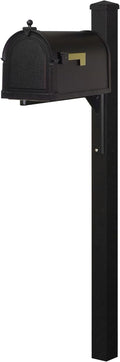 Special Lite Berkshire Curbside Mailbox with Wellington Post - Black Aluminum Mailbox with Post - SCB1015_SPK720-BLK