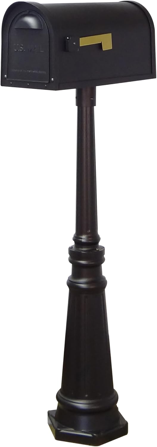 Special Lite Classic Curbside Mailbox with Tacoma Post - Black Aluminum Mailbox with Post - SCC-1008_SPK-591-BLK