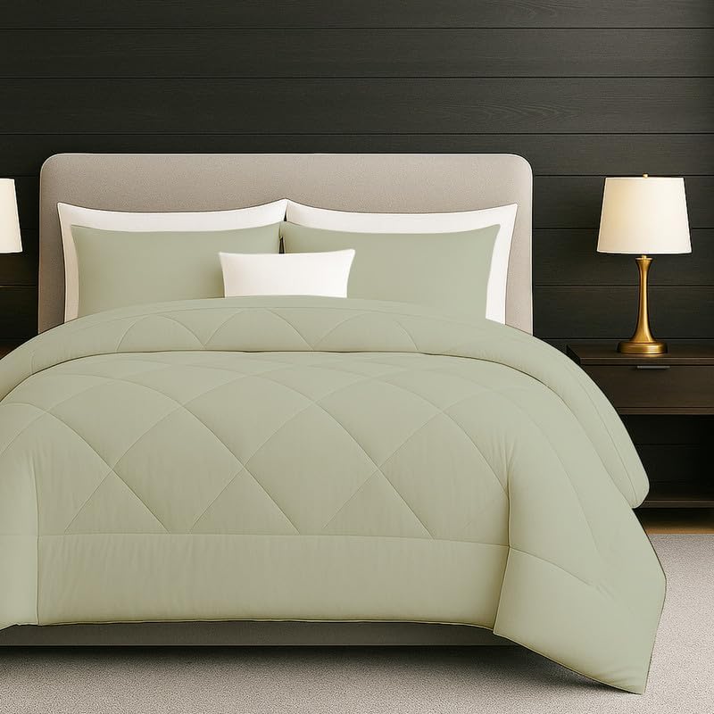 Egyptian Cotton Oversized Queen Size Comforter Sets - Saga Color, Soft Lightweight Bed Set, All Season Gray Bedding Sets - 1 Comforter & 2 Pillow case
