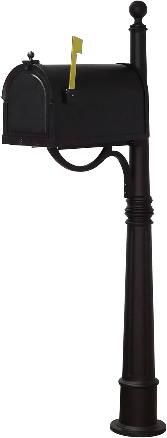 Special Lite Berkshire Curbside Mailbox with Aluminum Post - Black Mailbox with Ashland Post - SCB-1015_SPK-600-BLK