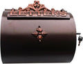 Half-Round Iron Aluminum Mailbox - European Courtyard Post Box, with Floral Engraving, Wall Decorative for Estate, Patio