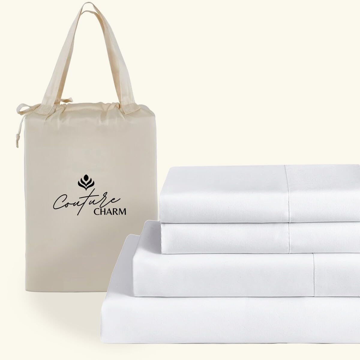 King Size 1000 Thread Count 100% Egyptian Cotton Sheet Set, 4-Piece, Sateen Weave, with 10-12' Deep Pocket Snug Fit (Solid, White)