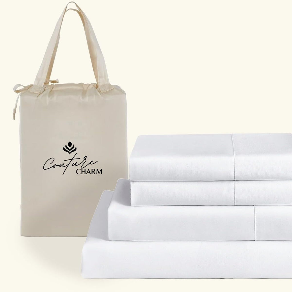 California King Size 1000 Thread Count 100% Egyptian Cotton Sheet Set, 4-Piece, Sateen Weave, with 10-12' Deep Pocket Snug Fit (Solid, White)