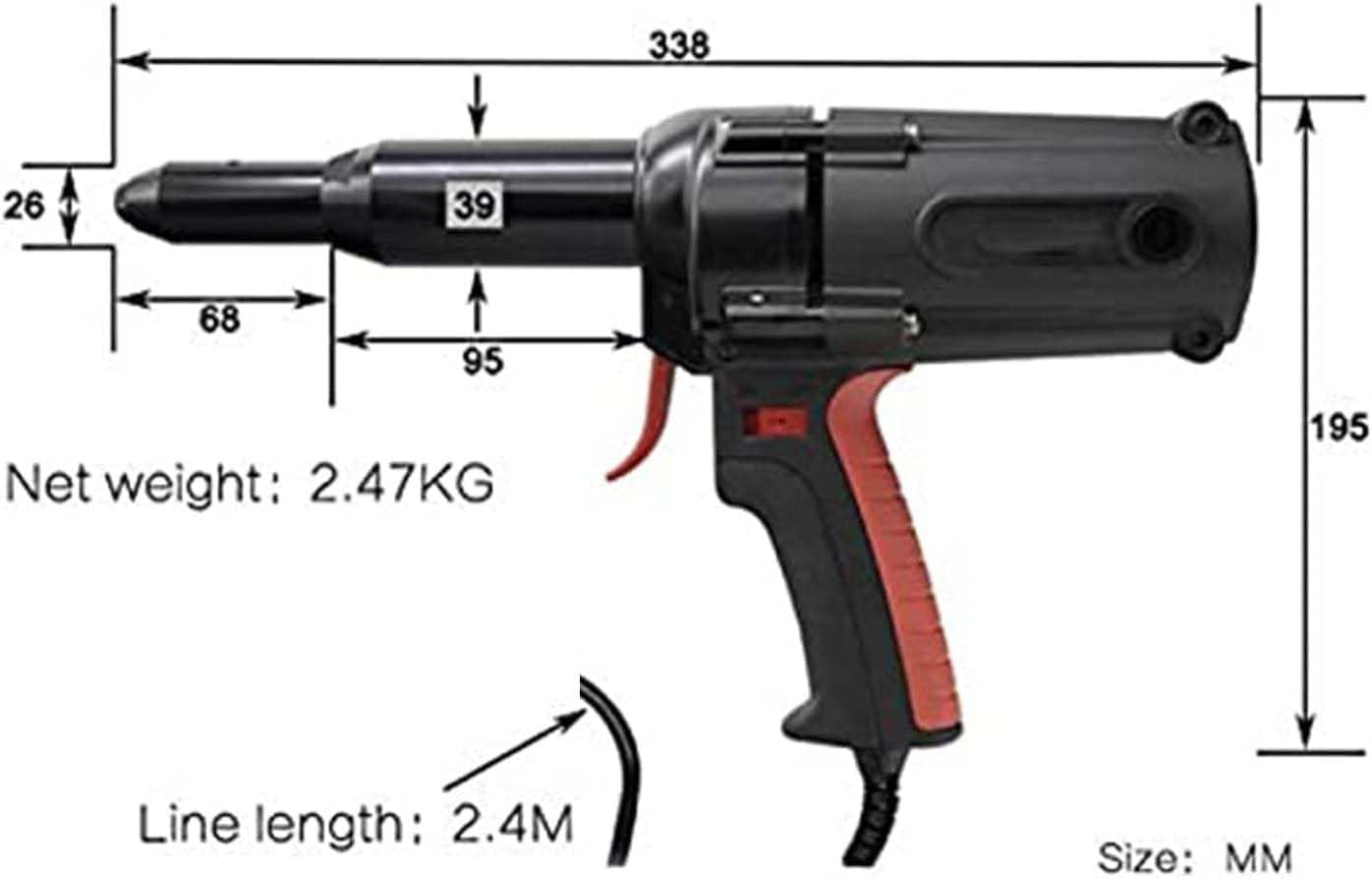 Riveter Nut Setter Kit,6.4Mm Heavy Duty Electric Rivet Gun,220V/600W Electrical Blind Riveter Power Tool Riveting Tool,for Metal,Plastic&Leather
