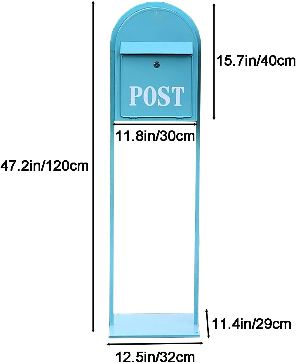Mailboxes for Outside, Mailbox with Post Landing, Metal Mailbox with Keys Lock, for Garden, Lawn, Party, Countryside(Blue)
