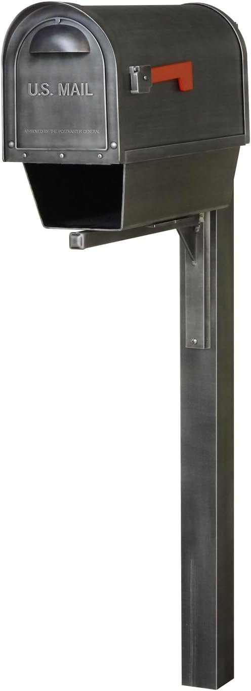 Products Classic Curbside Mailbox with Newspaper Tube, Locking Insert and Wellington Mailbox Post