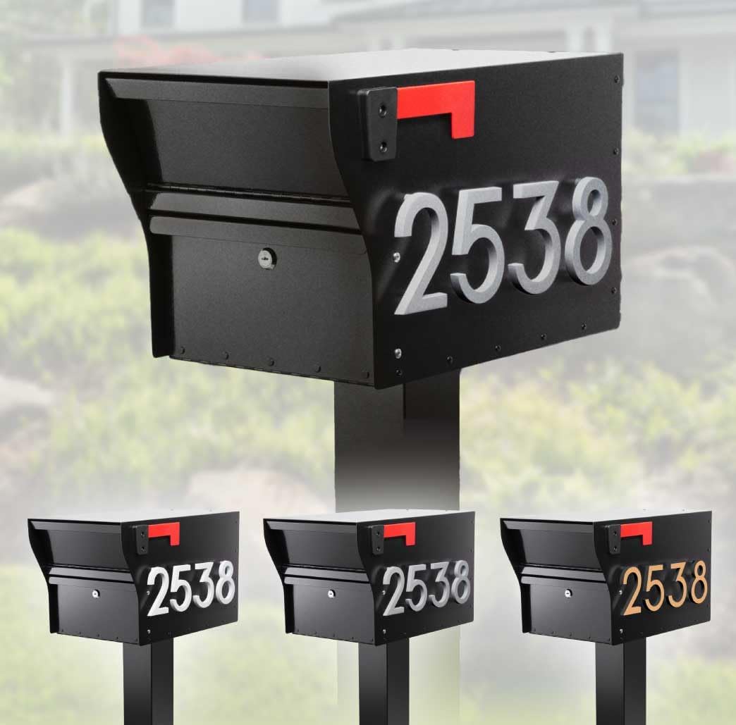 Whitehall MailVault Locking Mailbox with Standard Post – Durable Steel Mailbox with Aluminum Post, Modern Square Design, Weather-Resistant, Secure Lockable Mailbox for Home or Business