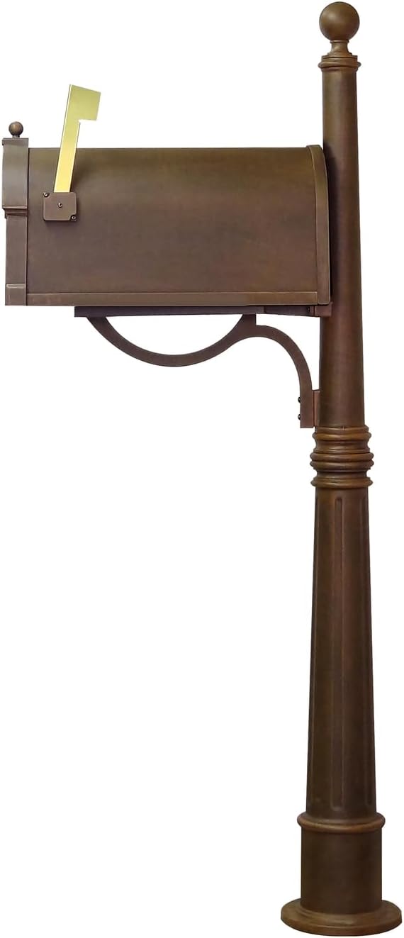 Products Heavy Duty Rust Proof Berkshire Curbside Mailbox with Locking Insert and Ashland Mailbox Post, Copper