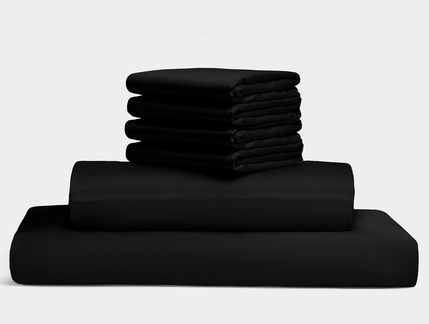 100% Egyptian Long Staple Cotton Bedsheet Set, 800 Thread Count, 6-PC Sheets Set, Black Color, Queen Size, 15 Inch Deep Pocket of Fitted Sheet, Soft Sateen Weave Breathable