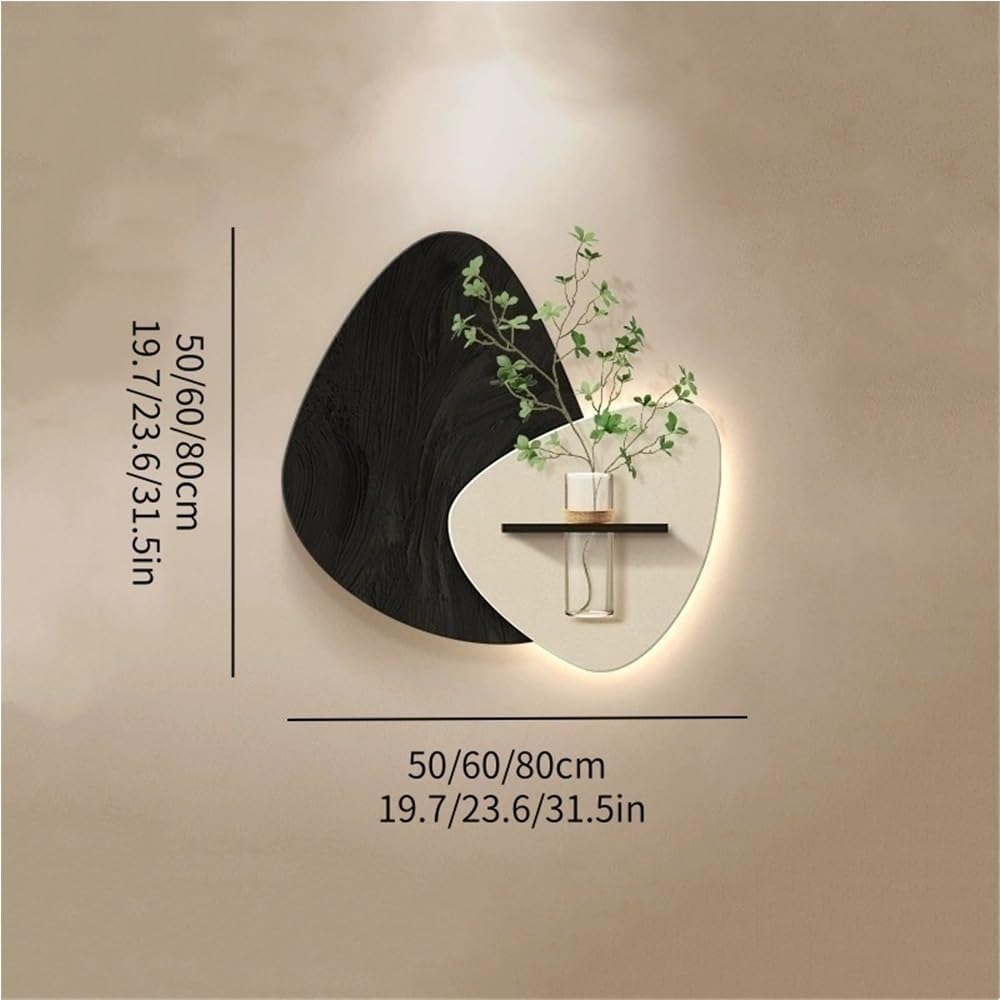 Sandstone Decor Wall Art Painting, Wall Decoration with Vase and Artificial Plant, Plug-in Power Supply LED Decorative Painting for Living Room, Entrance Hall, Corridor(Brown,23.6 * 23.6in)