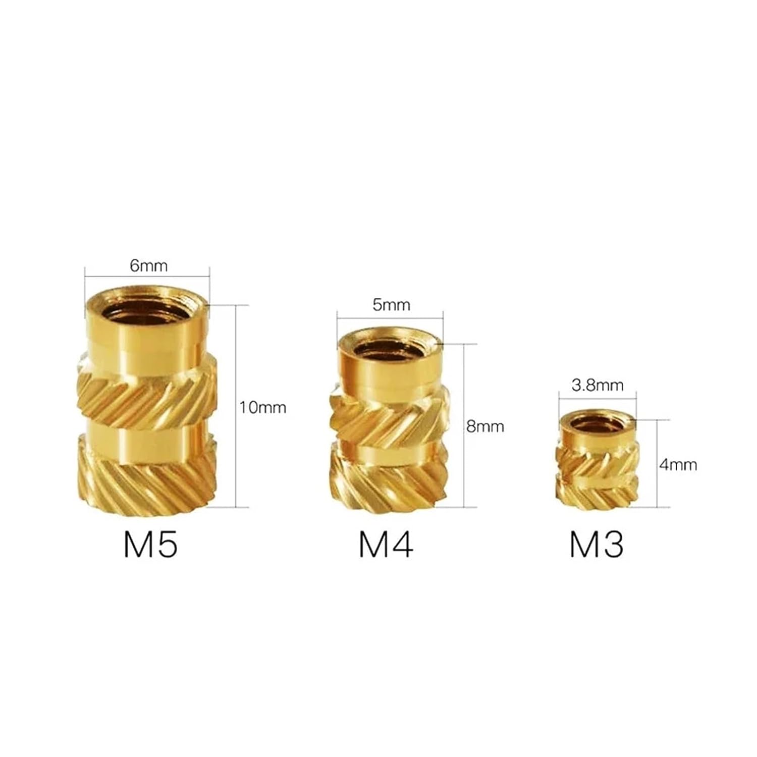 300pcs M5 M6 Heat Threaded Insert Nuts Brass Hot Melt Molding Knurled Injection Metal Copper Lock Nut for 3D Printer(M6x10x9 (300pcs))