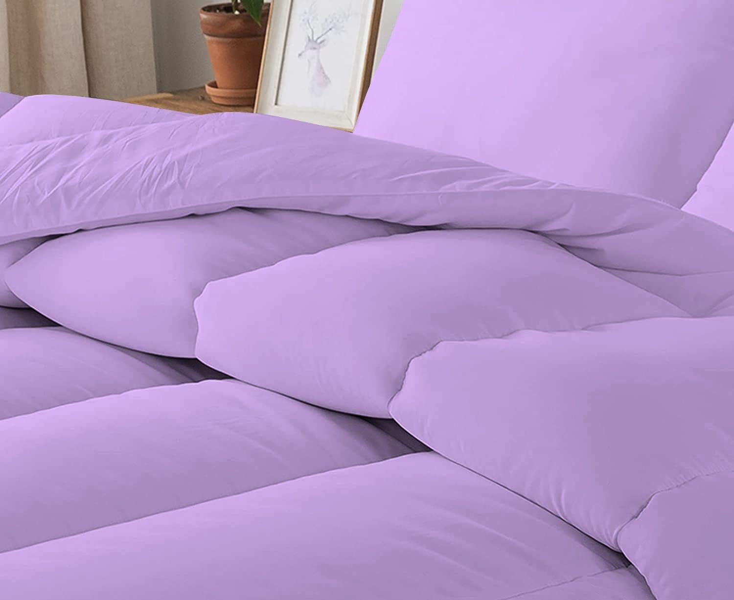 5 PC Straight Line Pattern Comforter Set Premium Super Soft 600 GSM All Season | 1000 Thread Count | 100% Egyptian Cotton ( Full/Queen Size, Lilac Color)