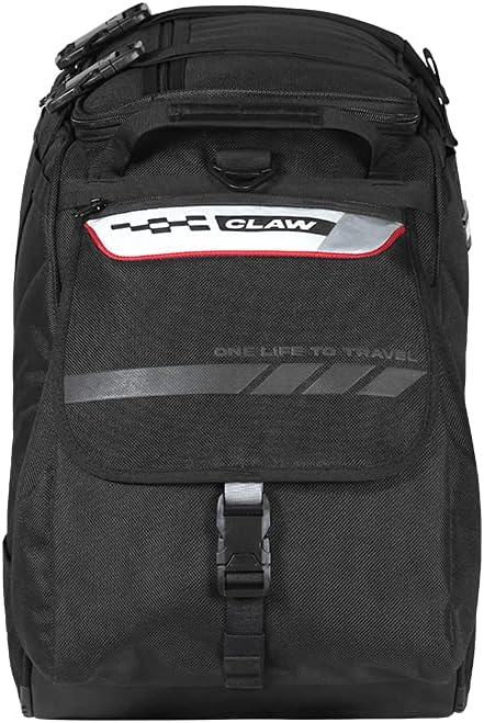 ViaTerra 100% Waterproof Claw Motorcycle Tail Bag (72L, Black) I Roll top Construction with Inner Liner I Free Outer Rain/Dust Cover I Fits Most Bikes