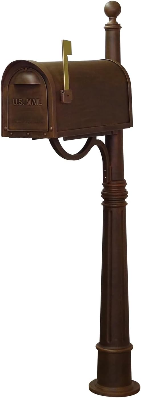 Products Classic Rust Proof Curbside Mailbox with Locking Insert and Ashland Mailbox Post, Copper