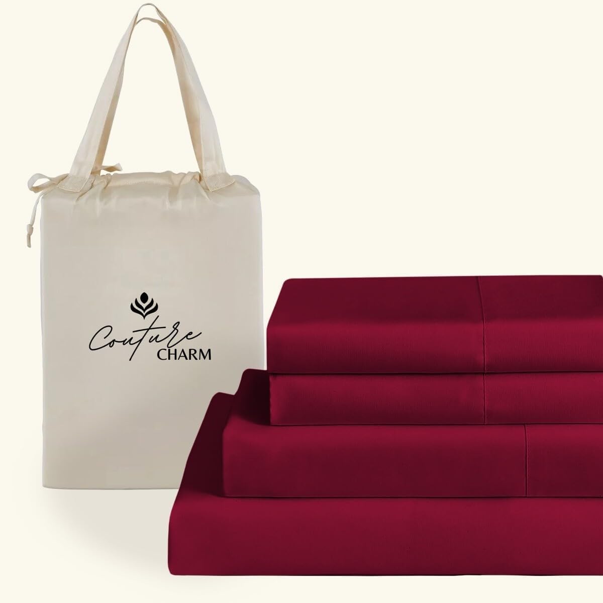 Queen Size 1000 Thread Count 100% Egyptian Cotton Sheet Set, 4-Piece, Sateen Weave, with 10-12' Deep Pocket Snug Fit (Solid, Burgundy)
