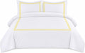 BedDecor Luxury 400-TC Egyptian Cotton 5PC Embroidered Duvet Cover Set with Beautiful 2-Stripe Embroidery(Gold, Full/Queen)
