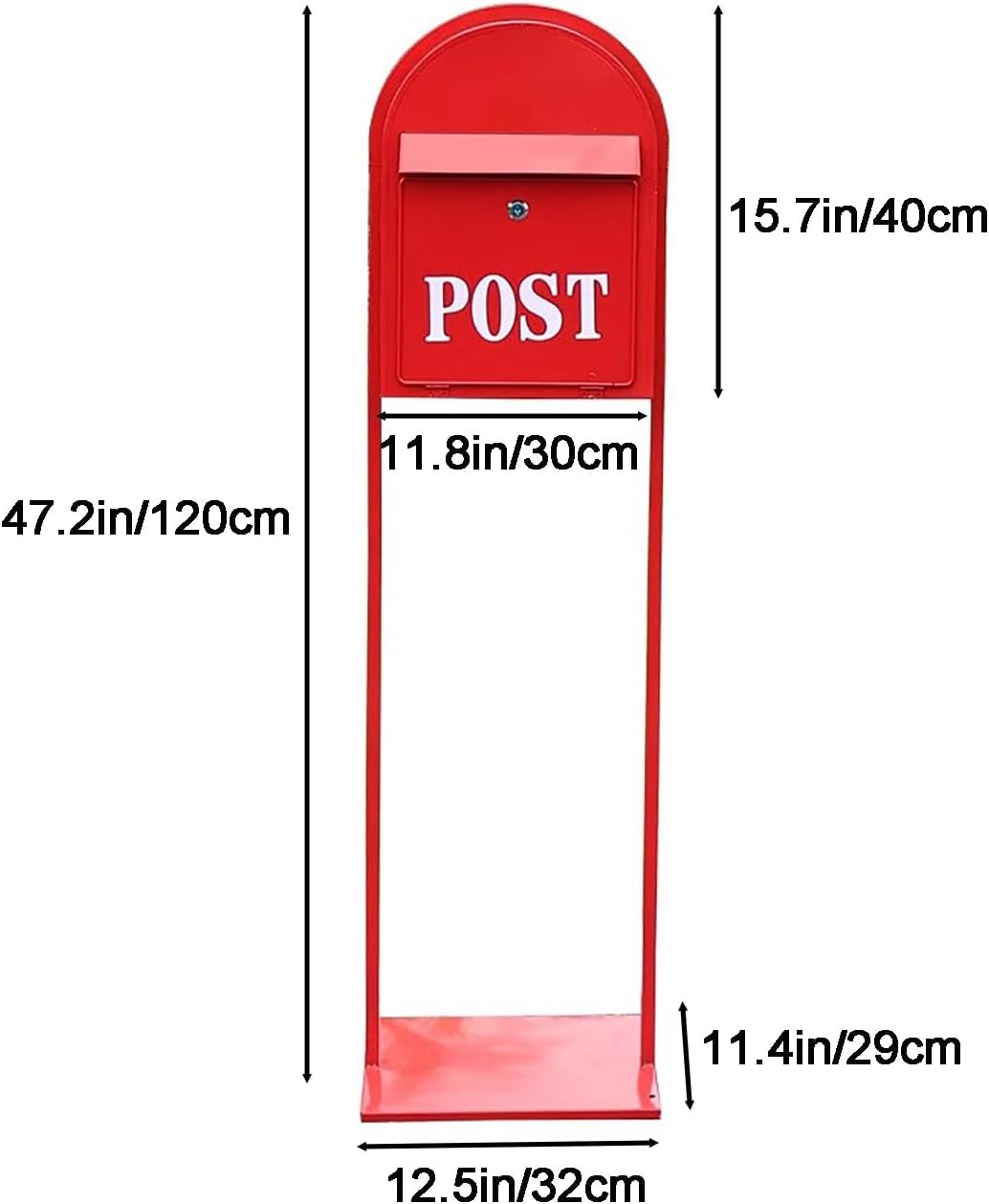 Mailboxes for Outside, Mailbox with Post Landing, Metal Mailbox with Keys Lock, for Garden, Lawn, Party, Countryside(Red)