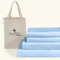 Queen Size 1000 Thread Count 100% Egyptian Cotton Sheet Set, 4-Piece, Sateen Weave, with 10-12' Deep Pocket Snug Fit (Solid, Light Blue)