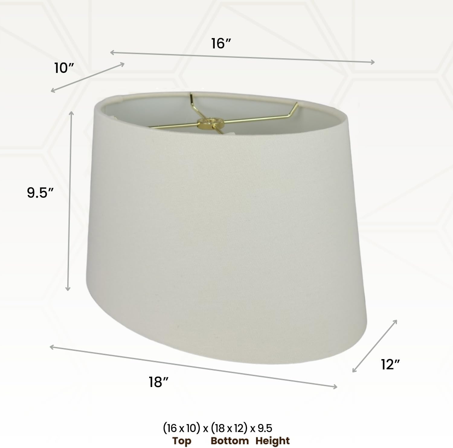 Royal Designs, Inc. Shallow Oval Hardback Lamp Shade, HB-611-18LNEG, Linen Eggshell, (16 x 10) x (18 x 12) x 9.5