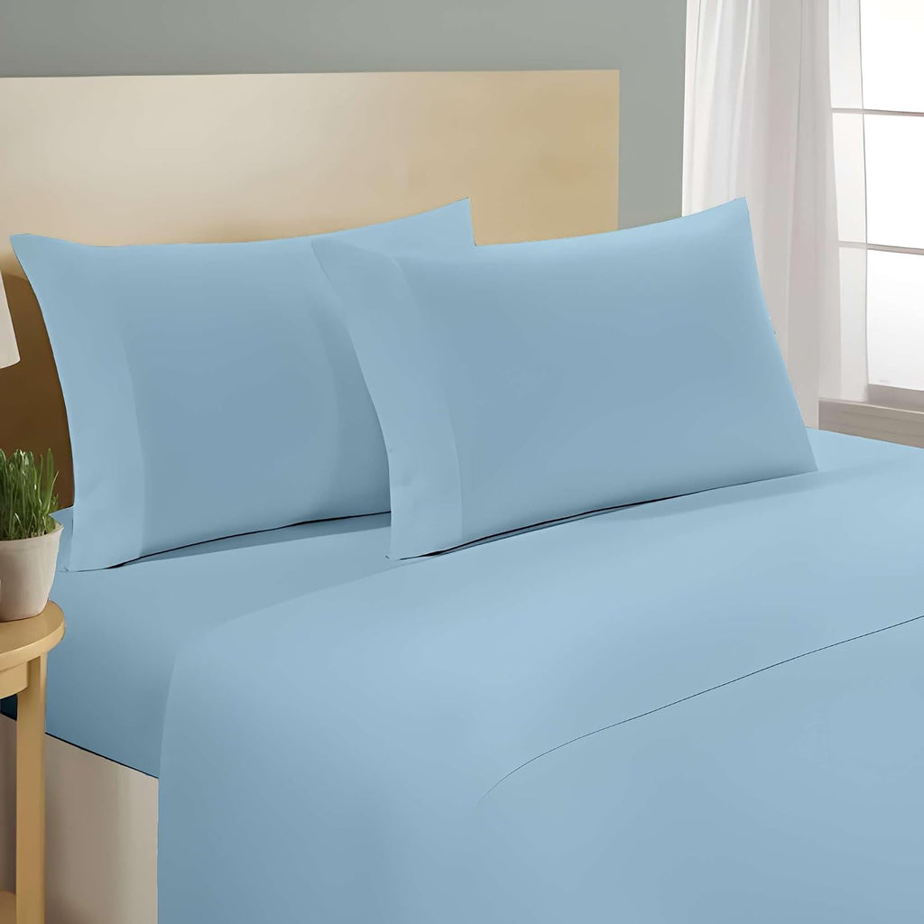 SlumberWell Top Split King Sheets Sets for Adjustable Beds, Half Split King Sheet Sets for Adjustable Beds 18' Deep Pocket, 34' Split Top Sheets Giza Cotton Sheets, Light Blue Solid
