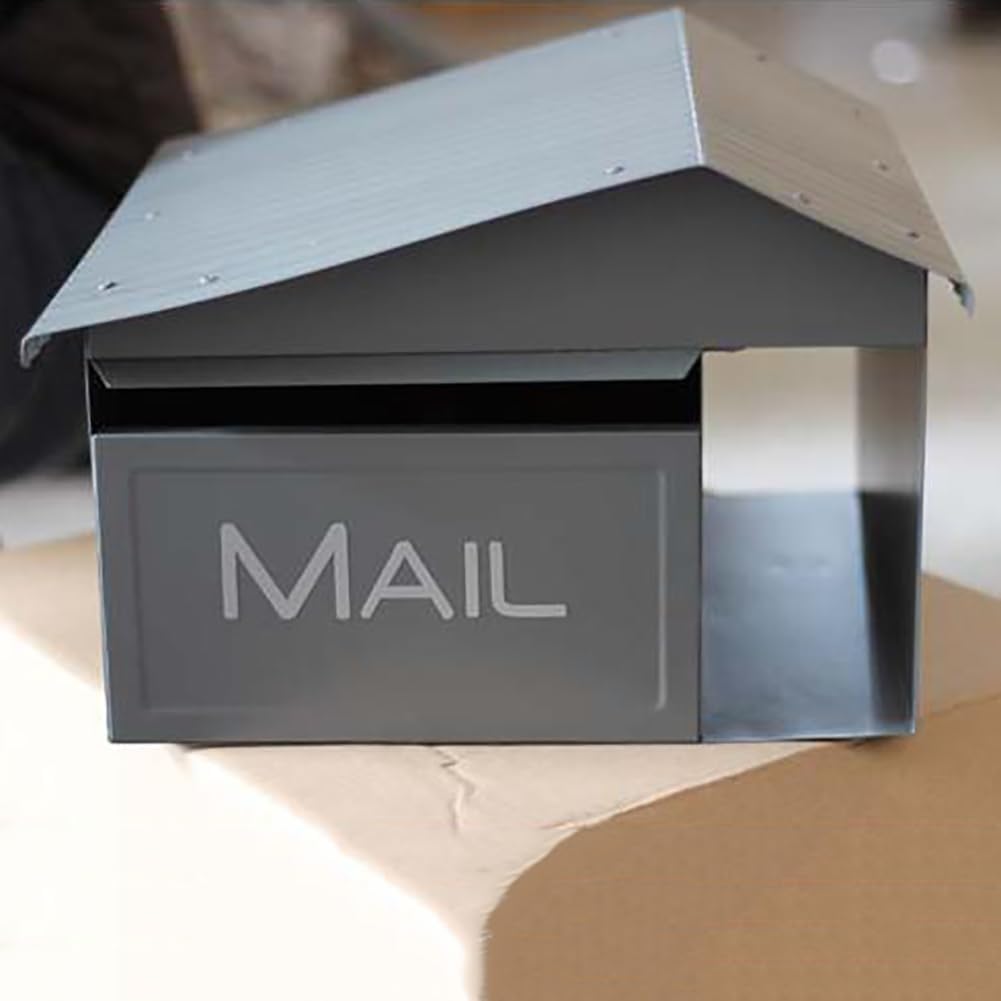 Medium Home Mailbox, Modern Post Mailbox Mount Combo Kit, Galvanized Steel, Minimalist Home Mail Organizer - with Newspaper Slot and Lock