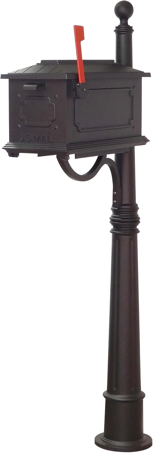 Special Lite Kingston Curbside Mailbox with Ashland Post - Black Mailbox with Aluminum Post - SCK-1017_SPK-600-BLK