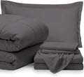 7 Piece Bed-in-A-Bag Comforter & Sheet Set 8-10' Deep Pocket, 100% Egyptian Cotton Cal-King Size, Dark Grey, Sets Include - 1Comforter, 1Flat Sheet,1Fitted Sheet, 2Pillowcase & 2Pillowsham