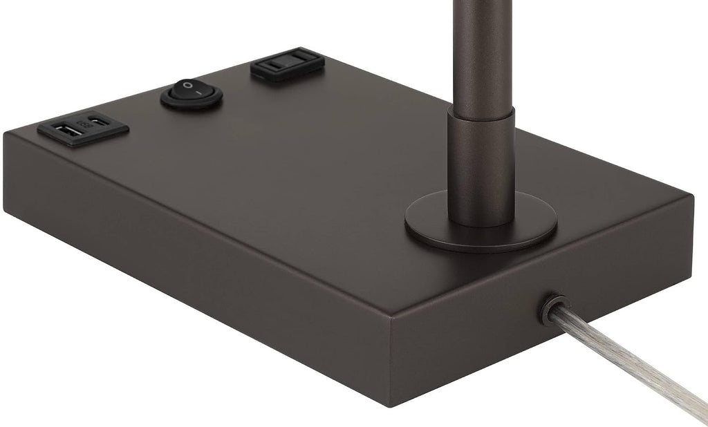 360 Lighting Harris 25 1/2' High Pharmacy Modern Desk Lamp with USB Charging Ports A+C and AC Power Outlet Brown Bronze Finish Metal Shade Home Office Living Room Bedroom Bedside Nightstand House