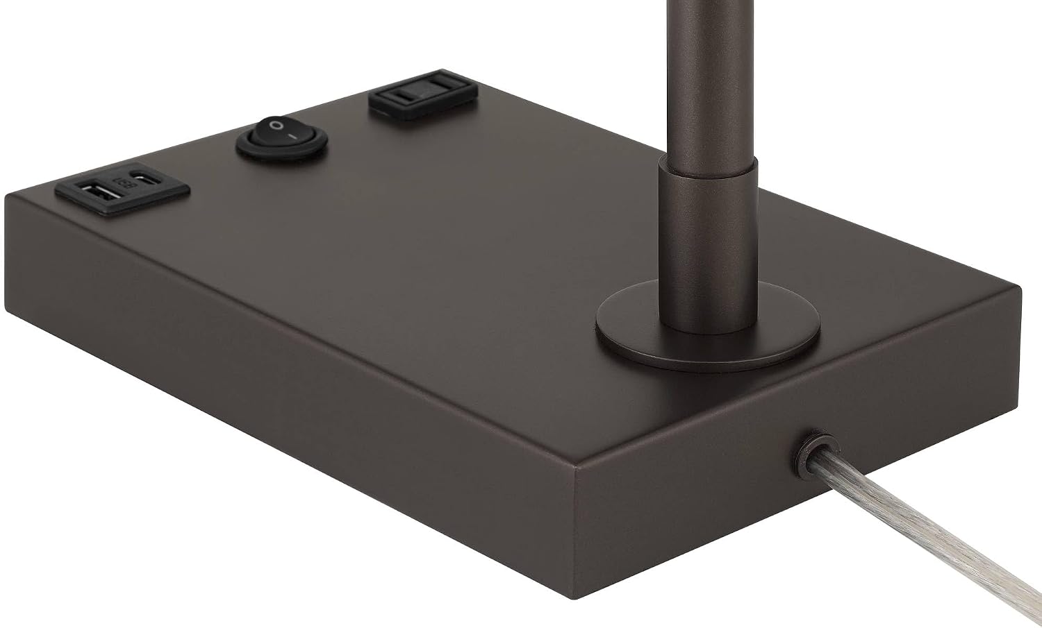 360 Lighting Harris 25 1/2' High Pharmacy Modern Desk Lamp with USB Charging Ports A+C and AC Power Outlet Brown Bronze Finish Metal Shade Home Office Living Room Bedroom Bedside Nightstand House