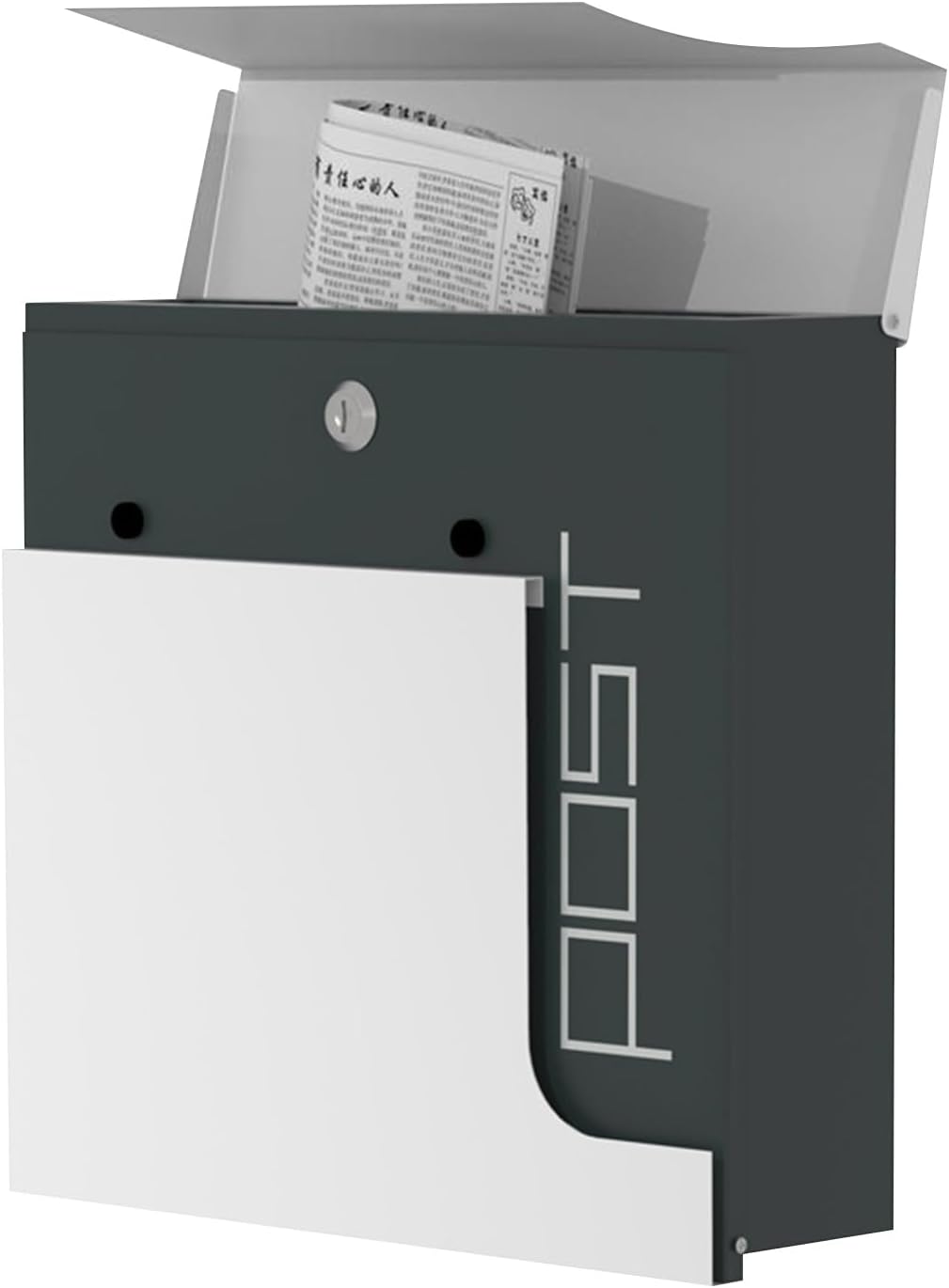 Large Mailboxes for Outside, Locking Wall Mount Mailbox, Modern Galvanized Steel Cover Metal Mail Box with Lock, Hanging Secured Postbox 15 x 4 x 14 Inch